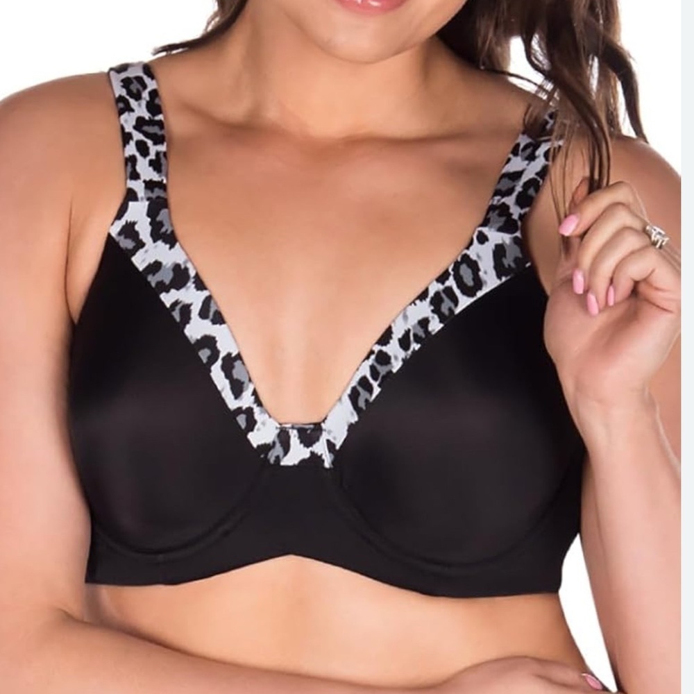 Leading Lady 46C Brigitte Luxe Underwire Black/Animal‎ Print Molded Bra 5210